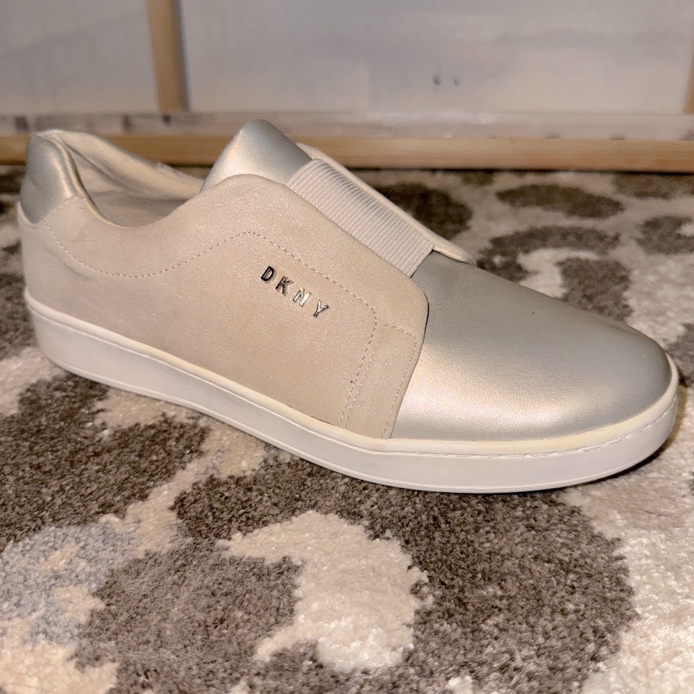 DKNY light metallic gold sneakers